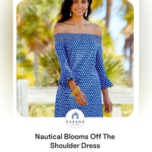 Cabana Life Nautical Blooms Off The Shoulder Dress